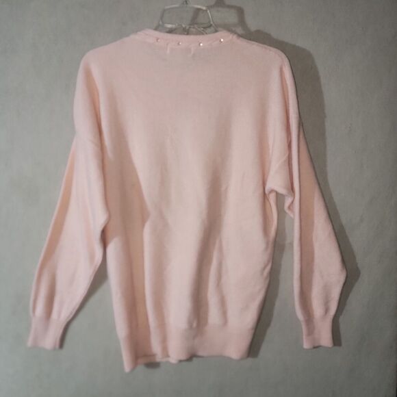 Pink Angora Sequin Sweater Womens Medium Wool Blend Winterwear Pastel Feminine - Picture 12 of 12